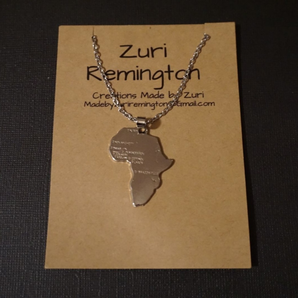 Silver or Gold Africa Map Neckalce